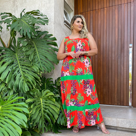 VESTIDO LONGO LISTRAS AREJADAS VESTIDO LONGO LISTRAS AREJADAS